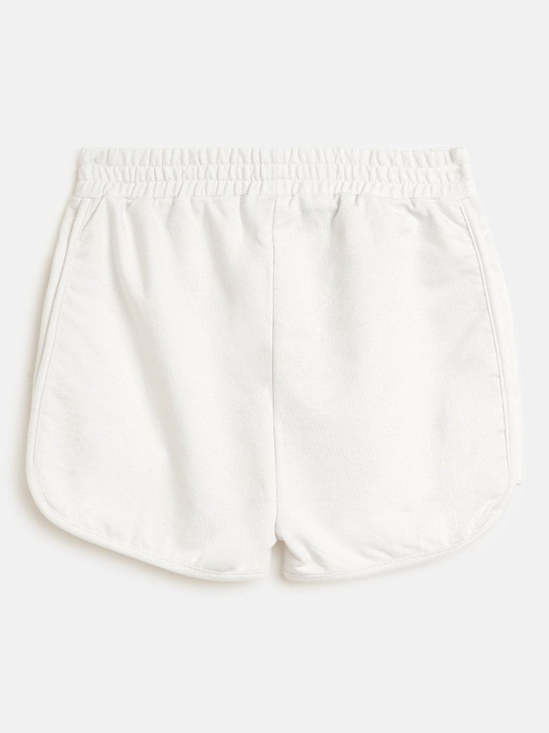 Girls White Terry Solid Shorts - Lyush Kids