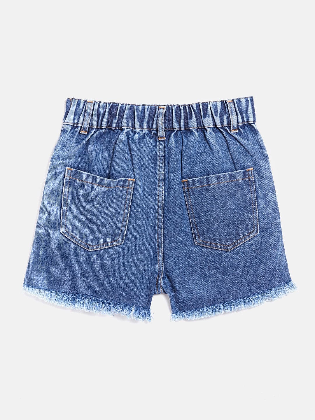Girls Blue Side Tape Raw Hem Denim Shorts - Lyush Kids