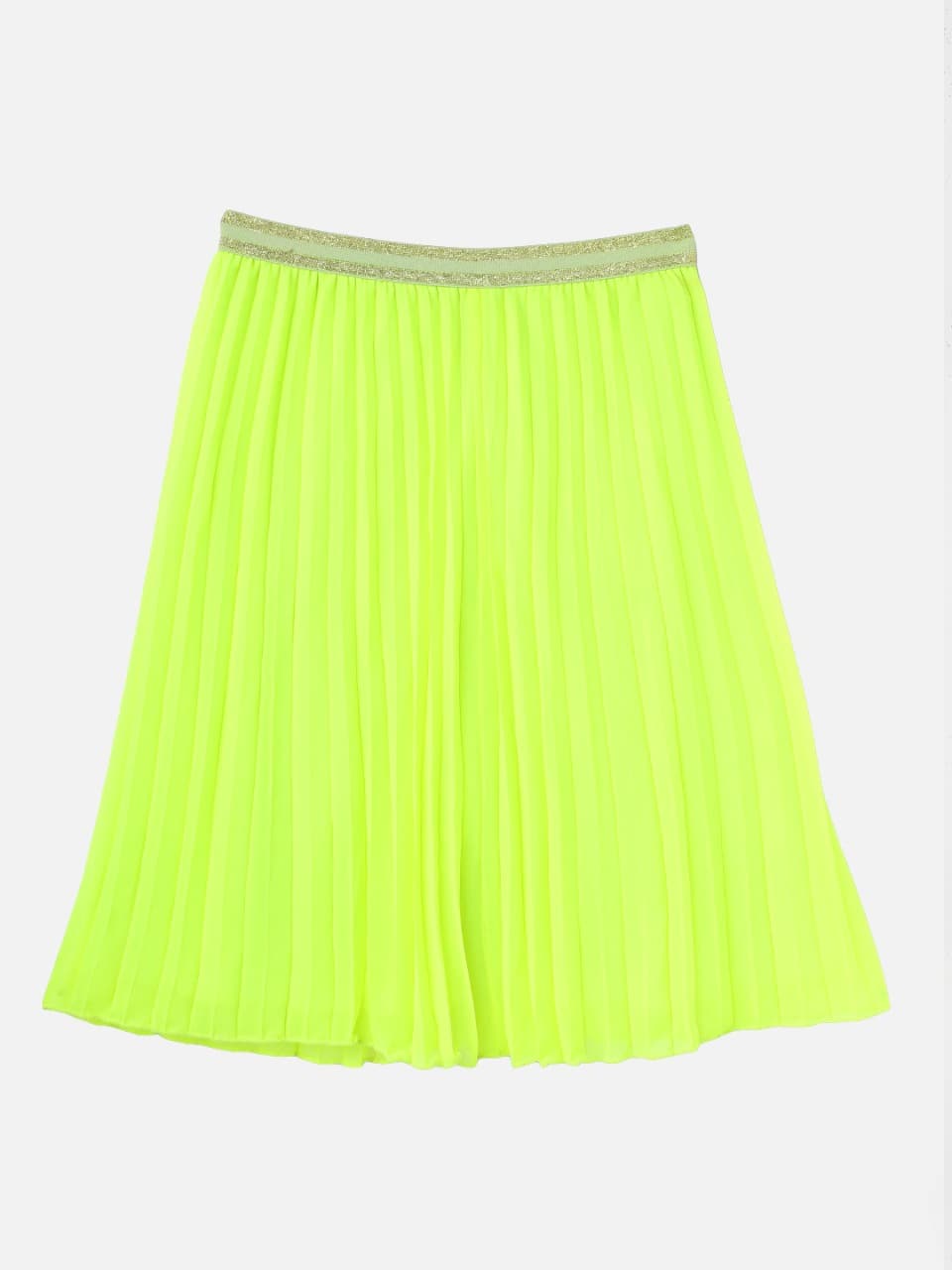 Girls Neon Green Pleated Skirt - Lyush Kids