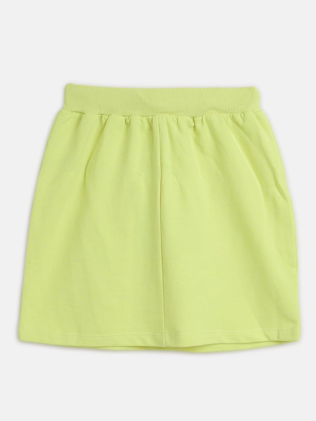 Girls Neon Green Terry Mini Skirt - Lyush Kids