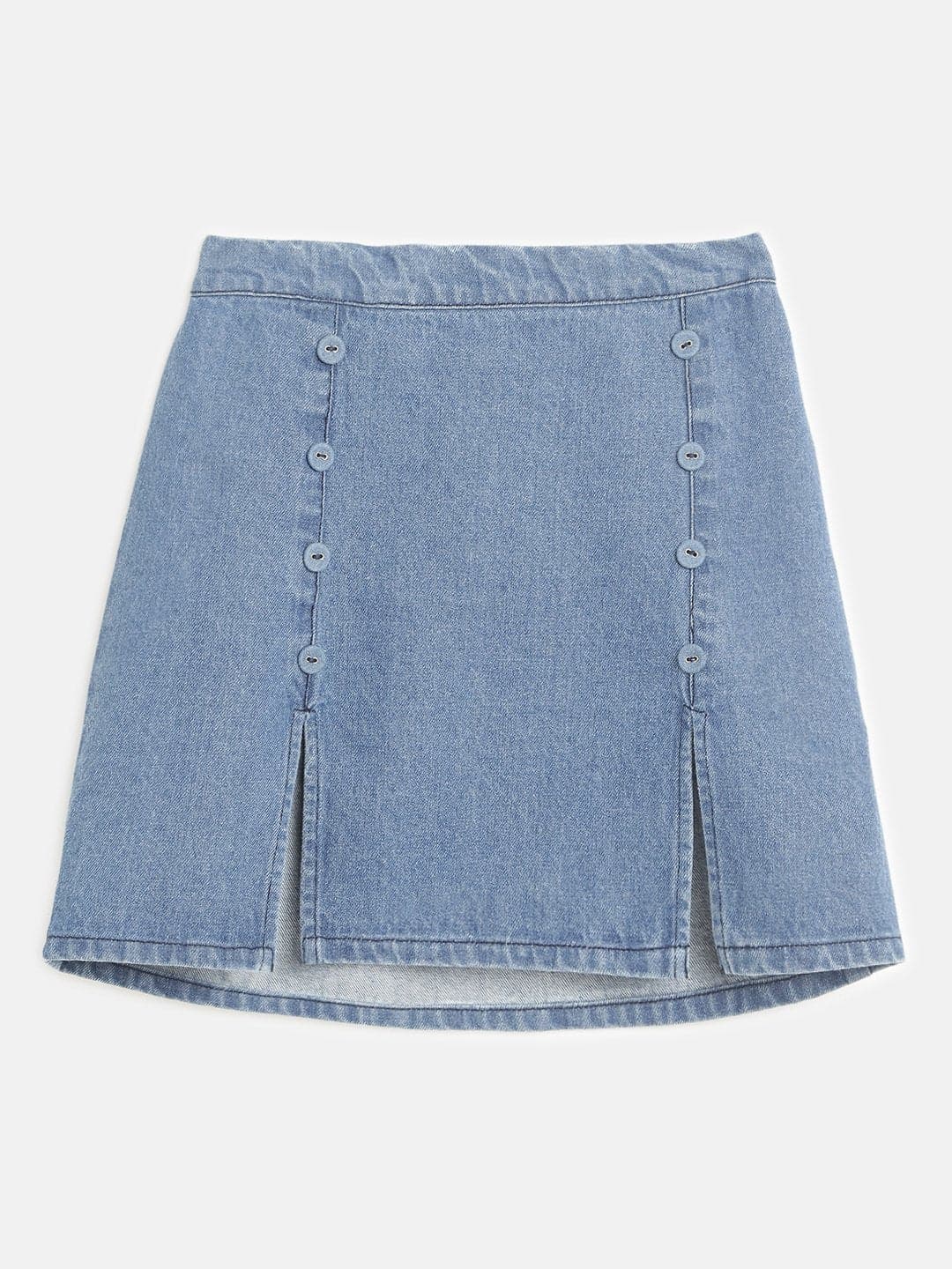Girls Blue Denim Button Mini Skirt - Lyush Kids