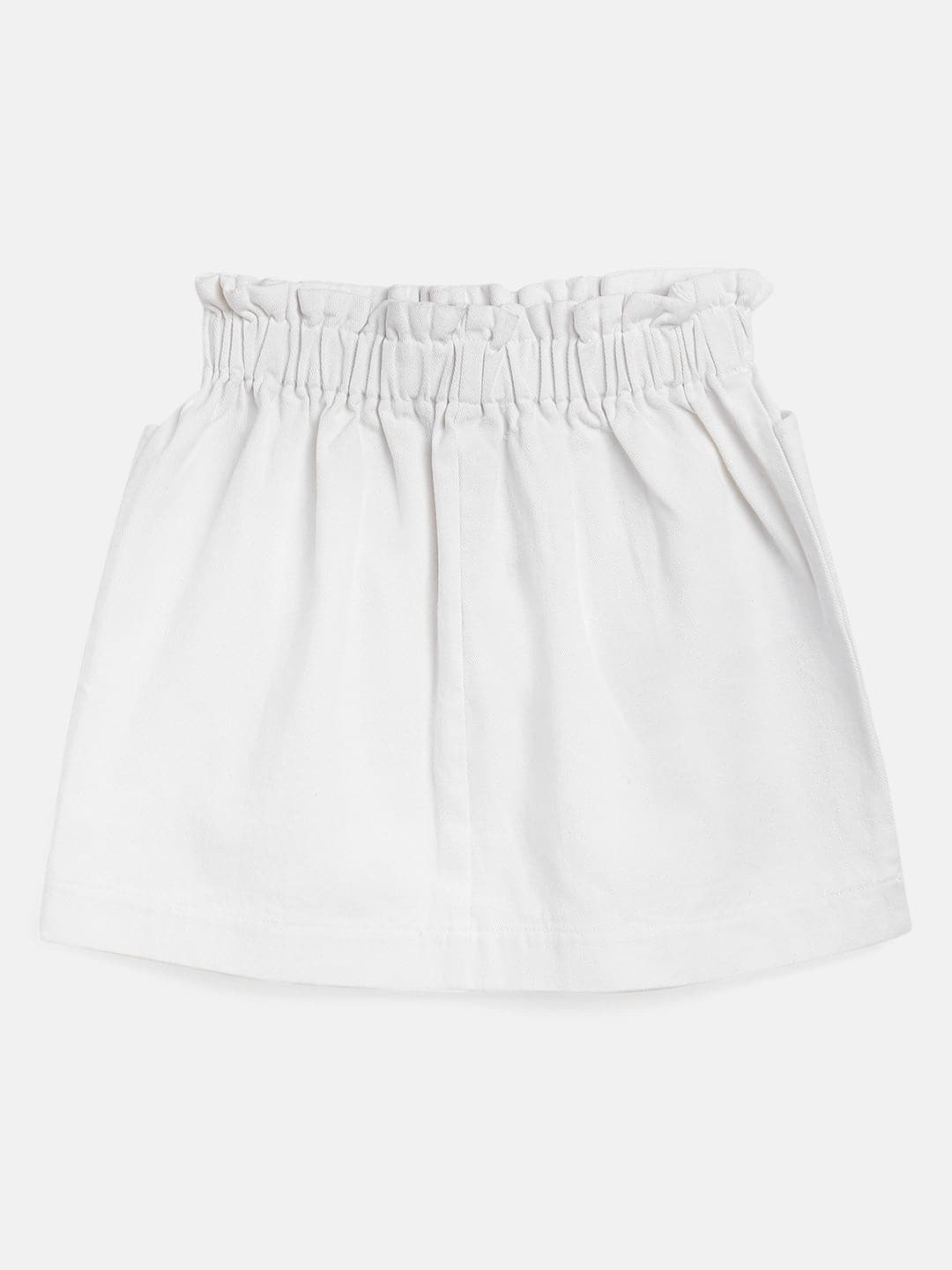 Girls White Twill Paperbag Waist Mini Skirt - Lyush Kids