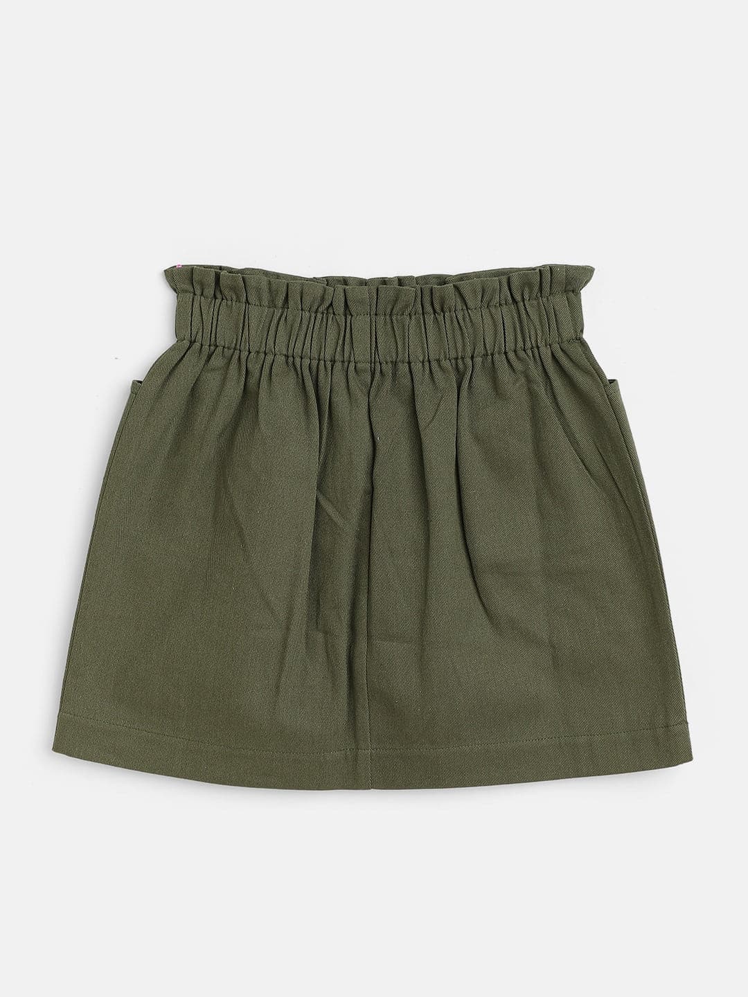 Girls Olive Twill Paperbag Waist Mini Skirt - Lyush Kids