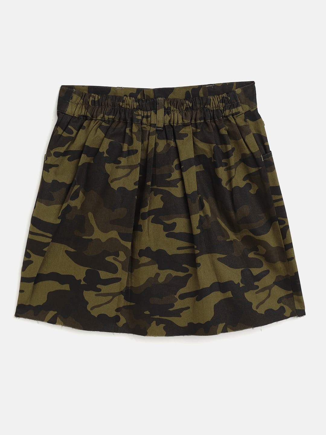 Girls Camouflage Twill Raw Hem Mini Skirt - Lyush Kids
