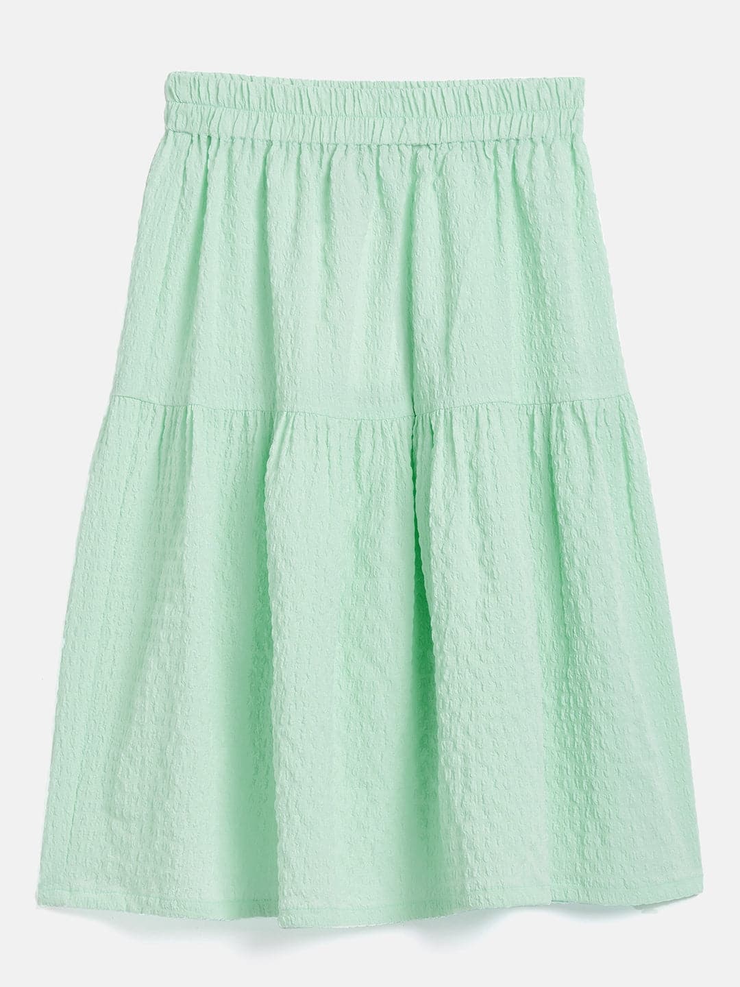 Girls Green Seer Sucker Tiered Skirt - Lyush Kids