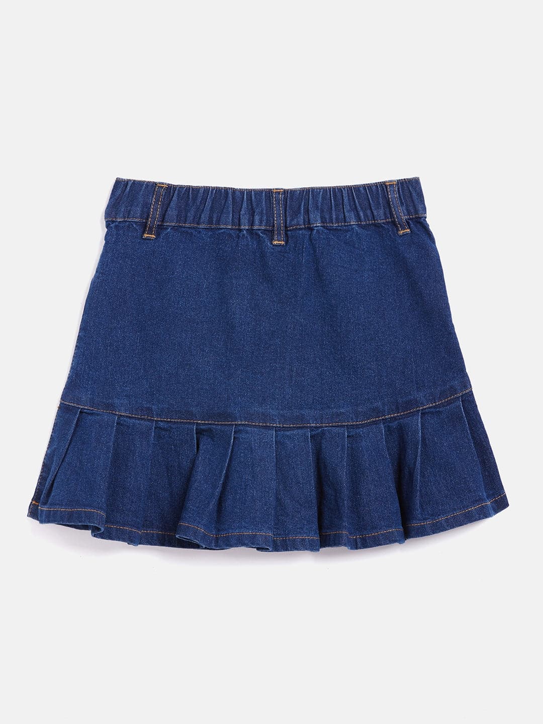 Girls Navy Denim Pleated Mini Skirt - Lyush Kids