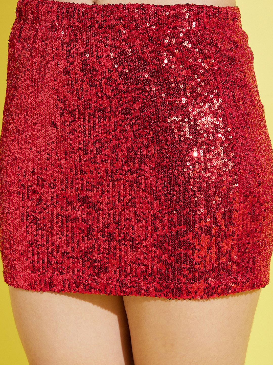 Girls Red Sequin Mesh Mini Skirt - Lyush Kids