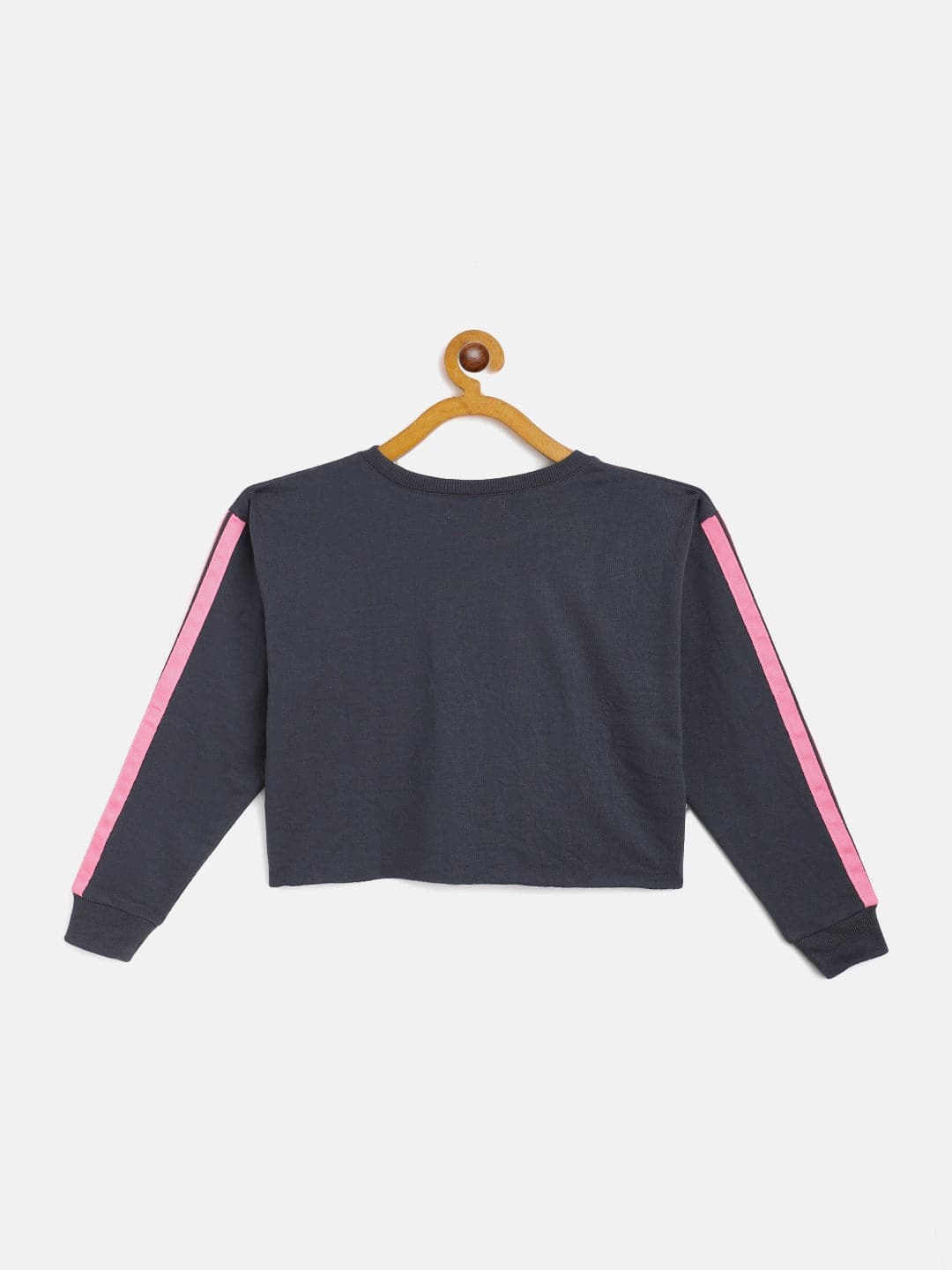 Girls Navy Terry Shoulder Tape Crop Sweatshirt - Lyush Kids