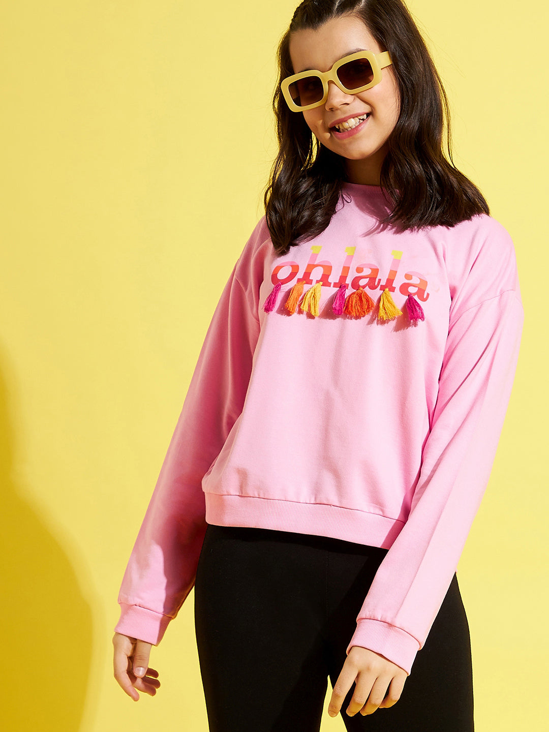 Girls Pink Ohlala Print Sweatshirt - Lyush Kids