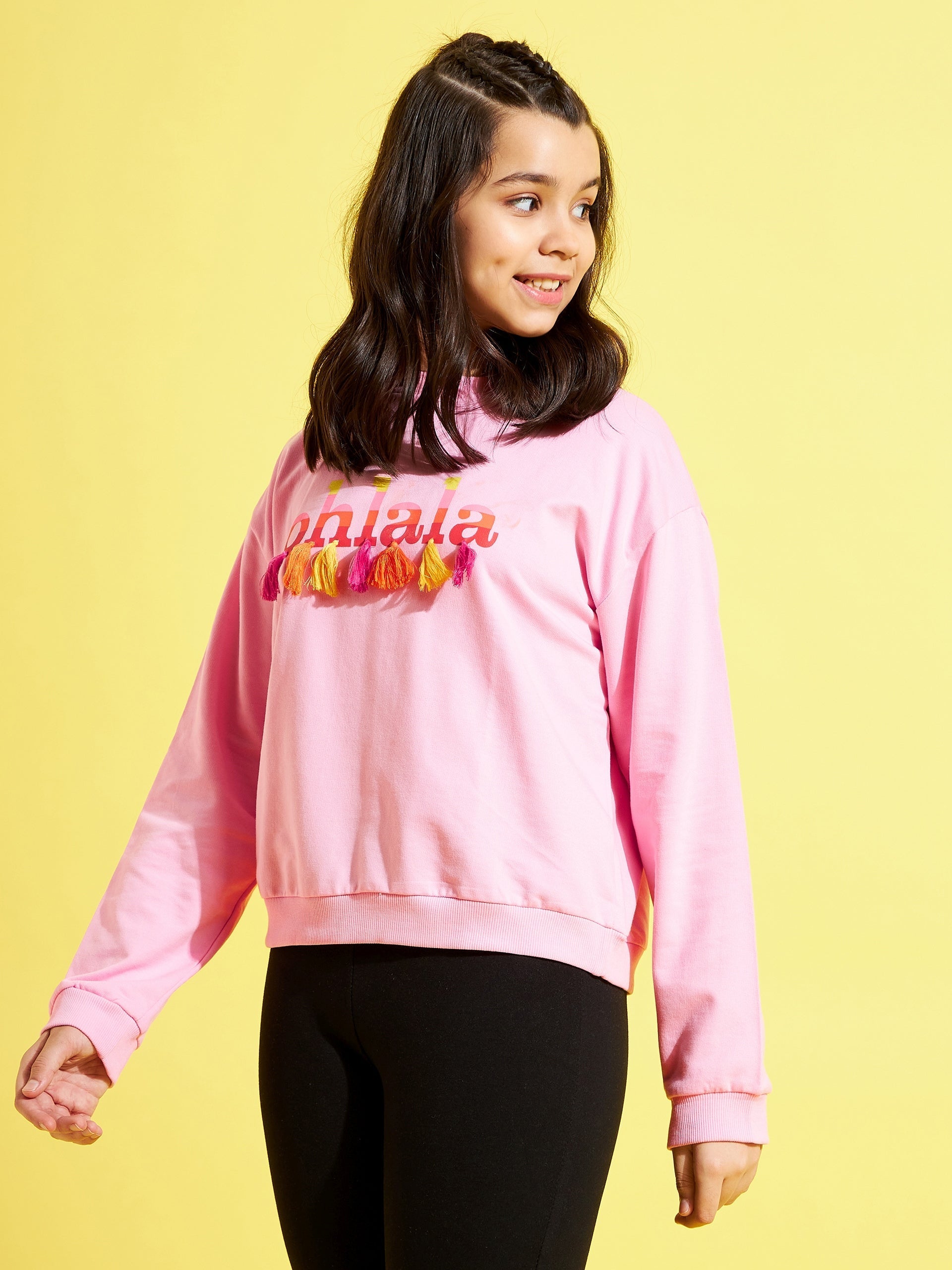 Girls Pink Ohlala Print Sweatshirt - Lyush Kids