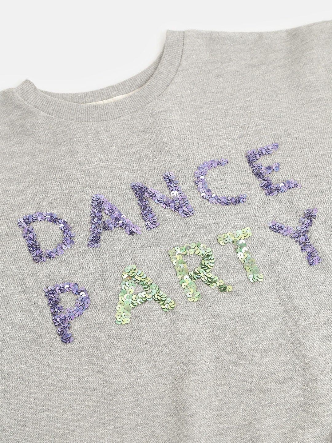 Girls Grey Dance Party Embroidered Sweatshirt - Lyush Kids