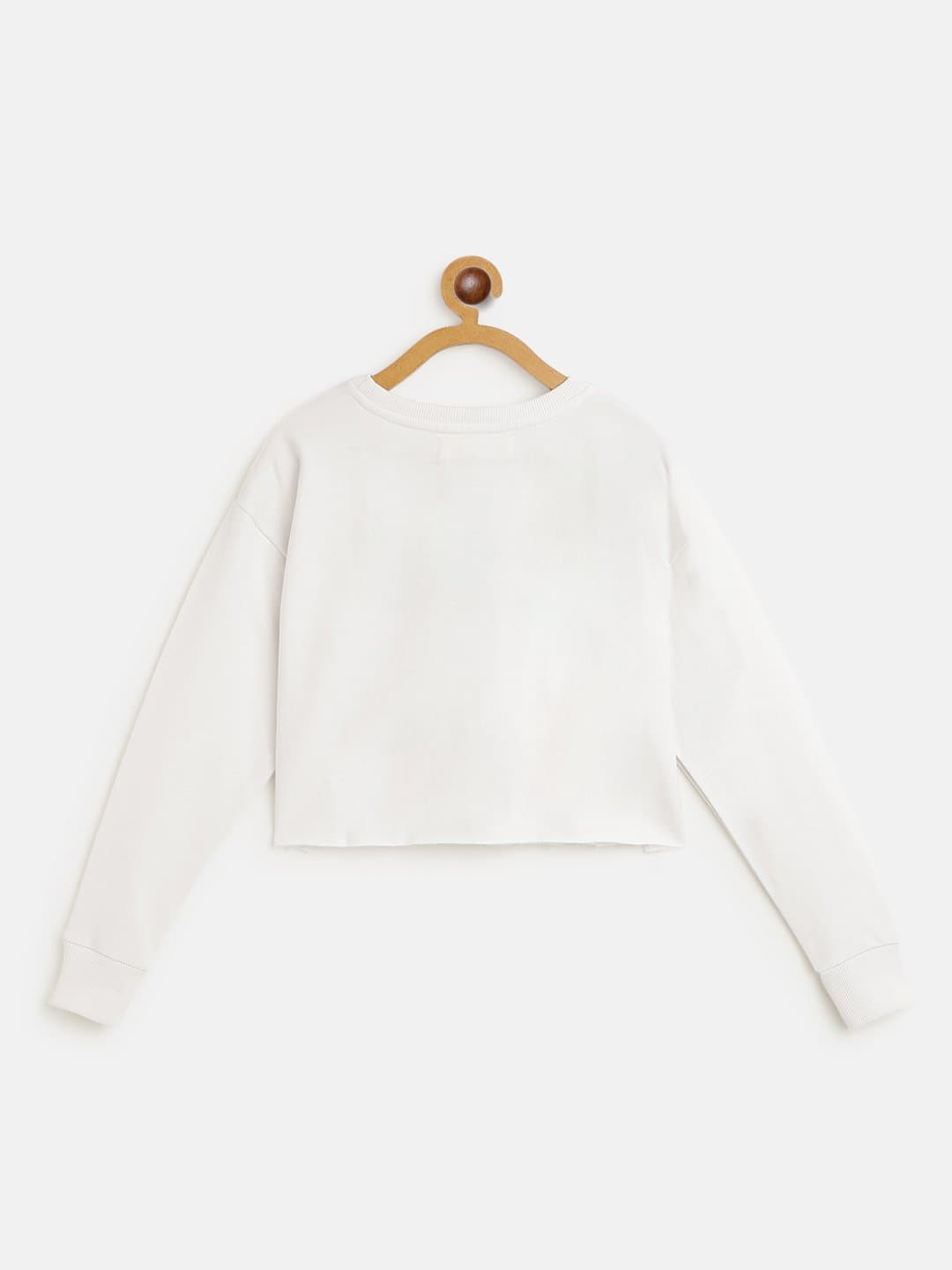 Girls White Embroidered Crop Sweatshirt - Lyush Kids