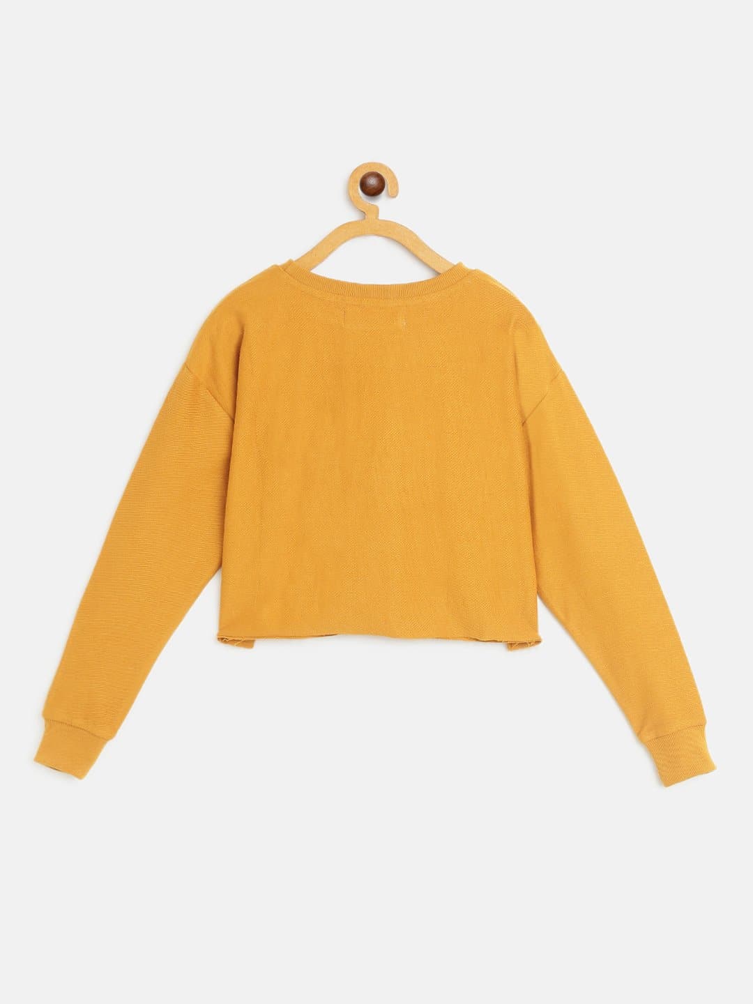 Girls Mustard Love Embroidered Crop Sweatshirt - Lyush Kids