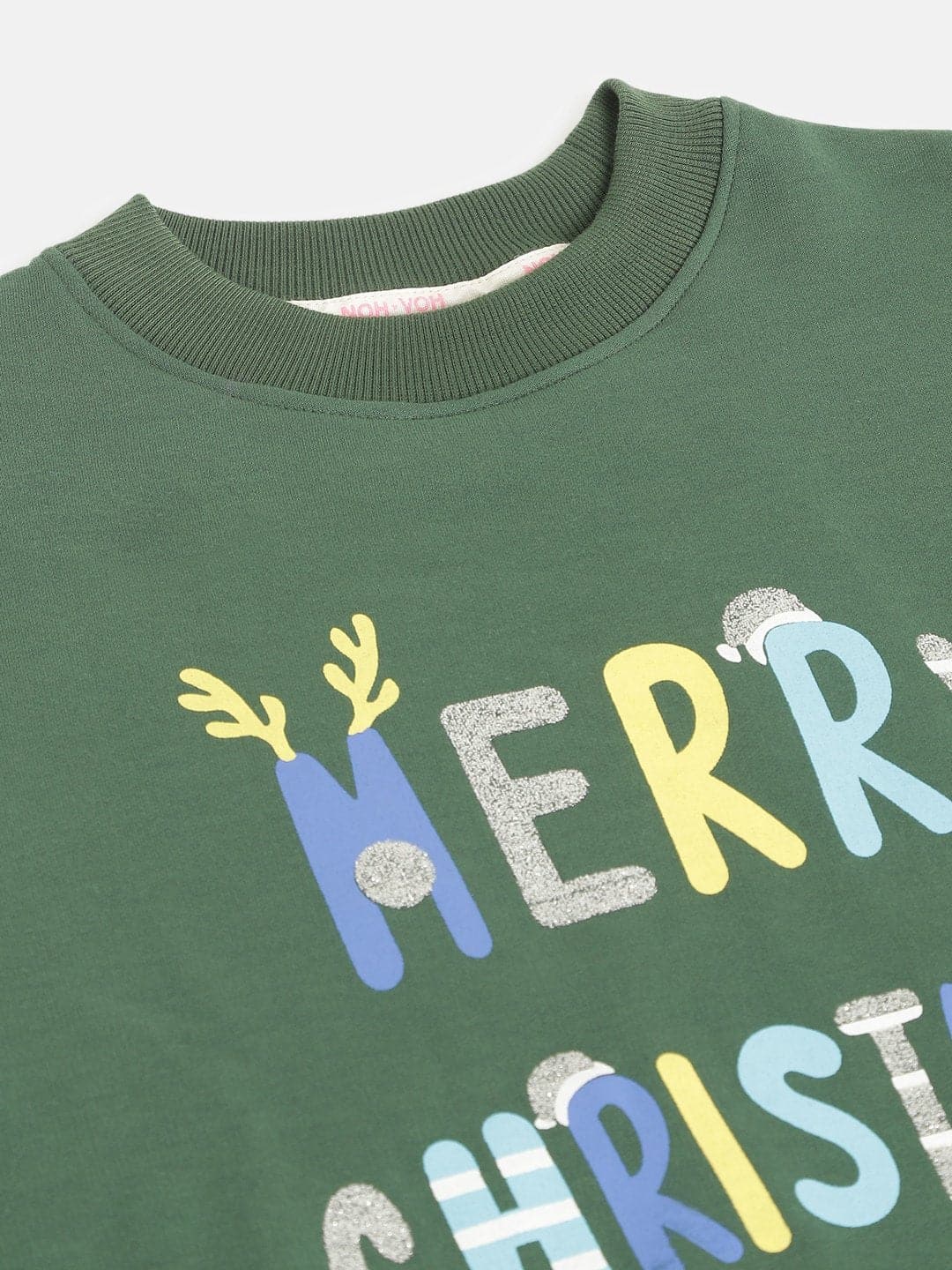 Girls Green Merry Christmas Print Sweatshirt - Lyush Kids