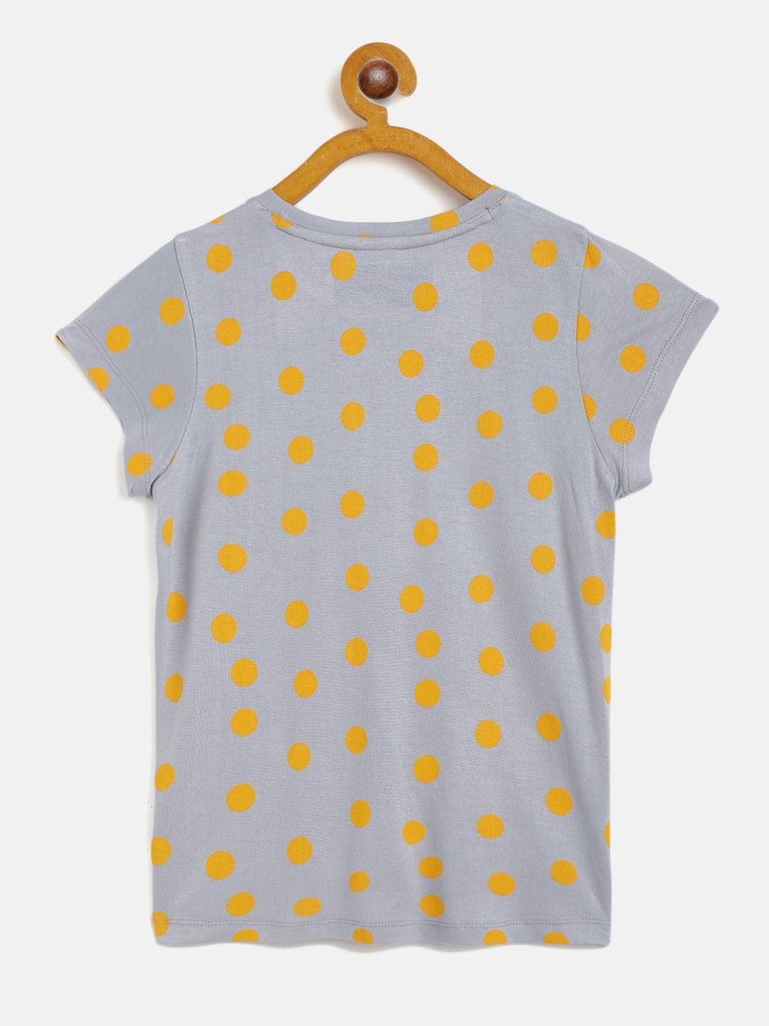 Girls Grey & Yellow Polka Dot T-Shirt - Lyush Kids