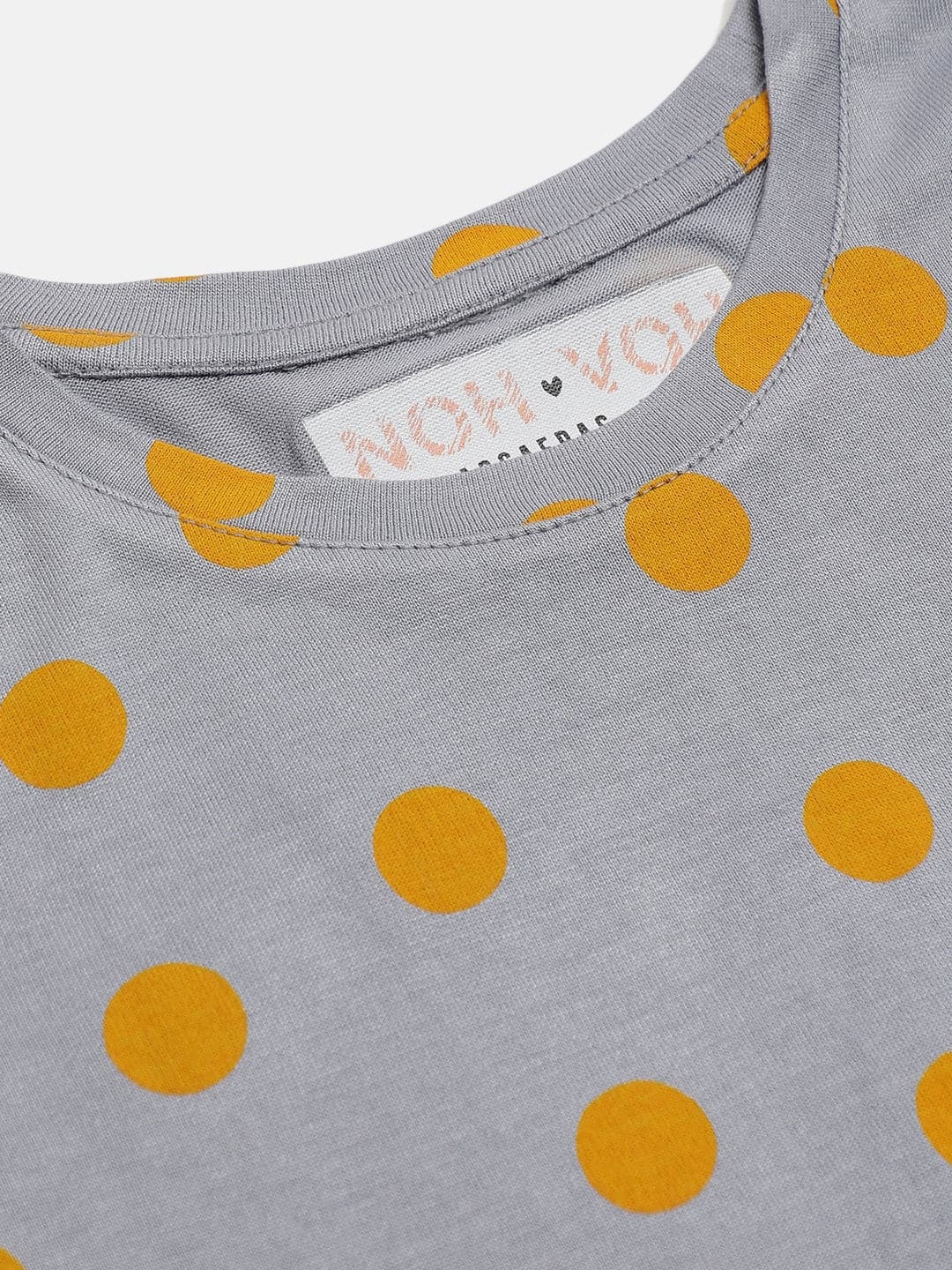 Girls Grey & Yellow Polka Dot T-Shirt - Lyush Kids