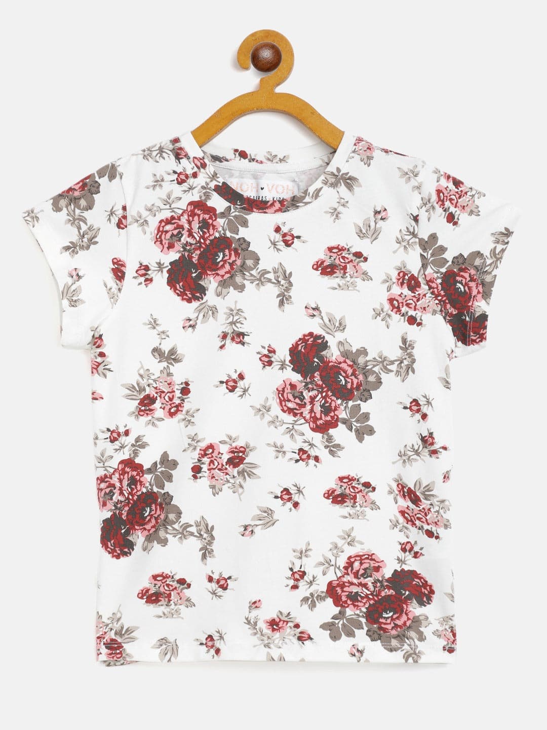Girls Maroon Floral T-Shirt - Lyush Kids
