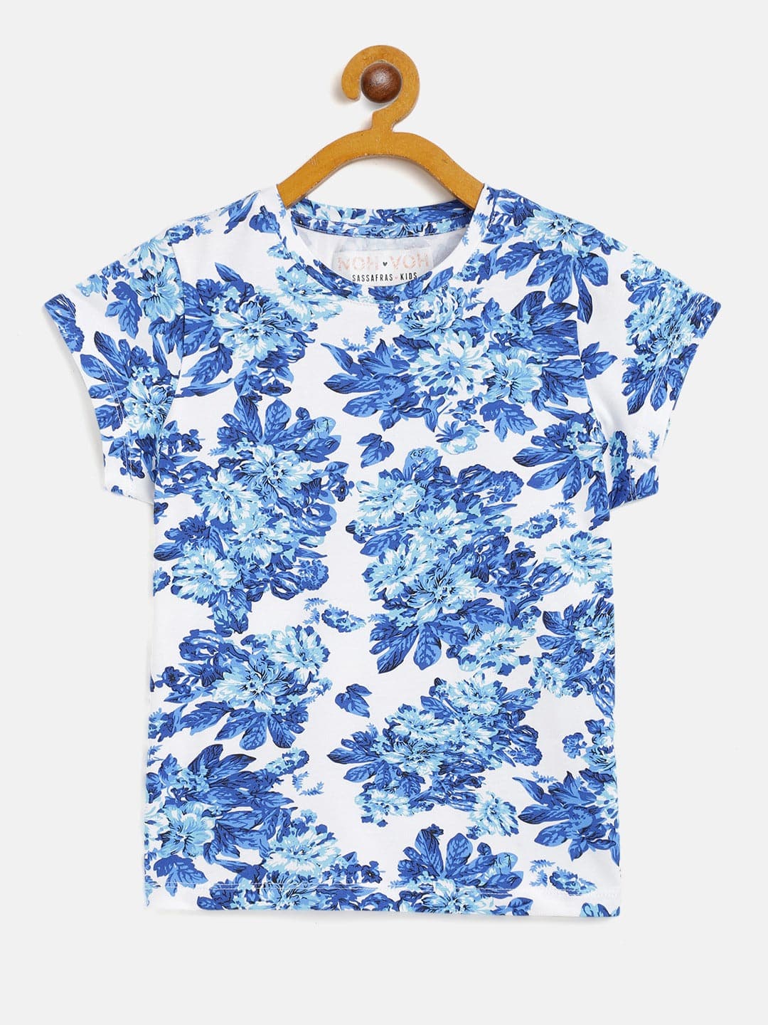 Girls Blue Floral T-Shirt - Lyush Kids