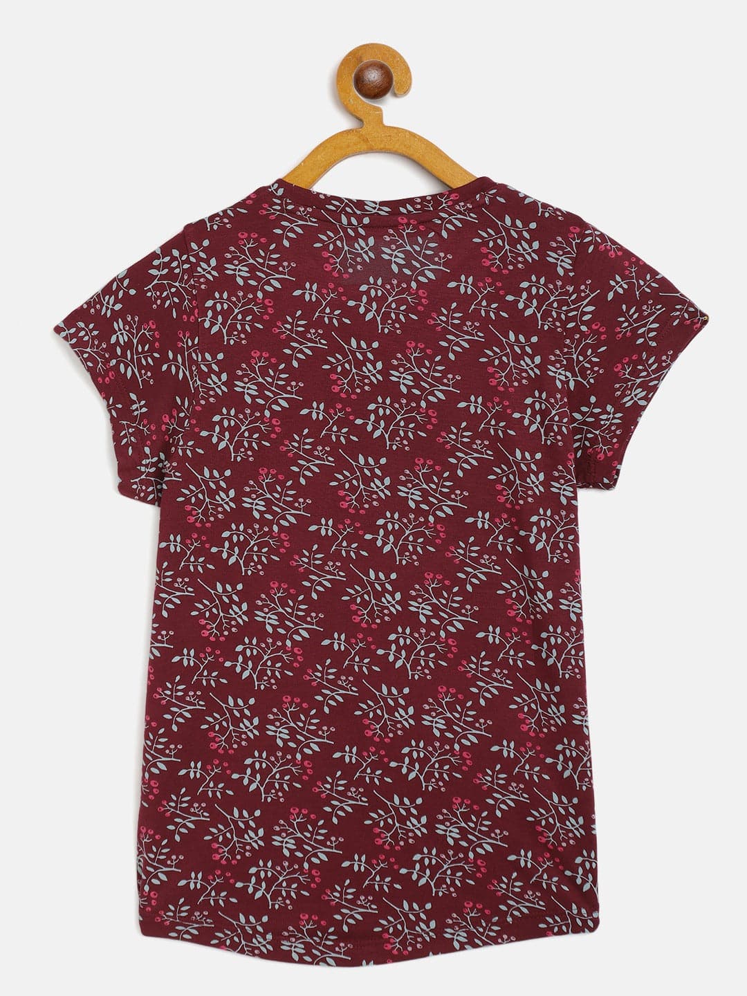 Girls Burgundy Floral T-Shirt - Lyush Kids