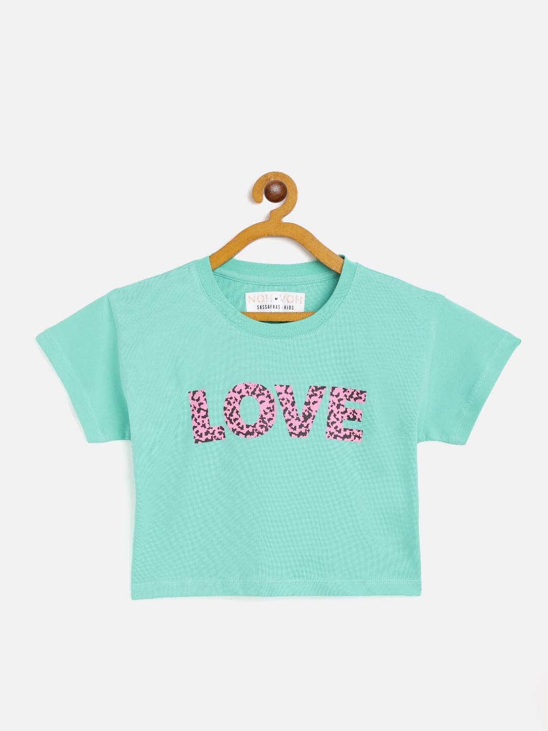 Girls Green Love Crop T-Shirt - Lyush Kids