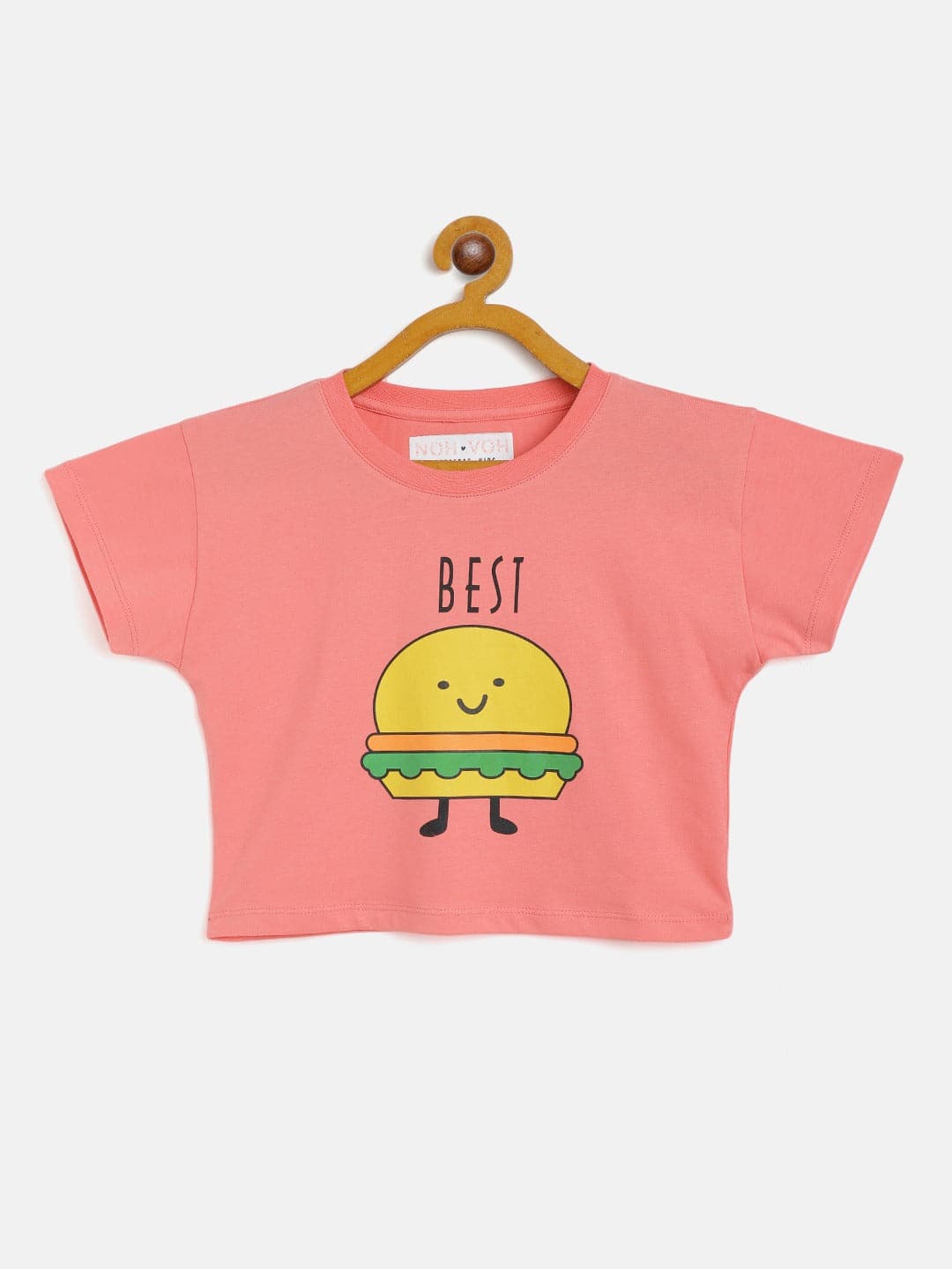 Girls Peach Burger Crop T-Shirt - Lyush Kids