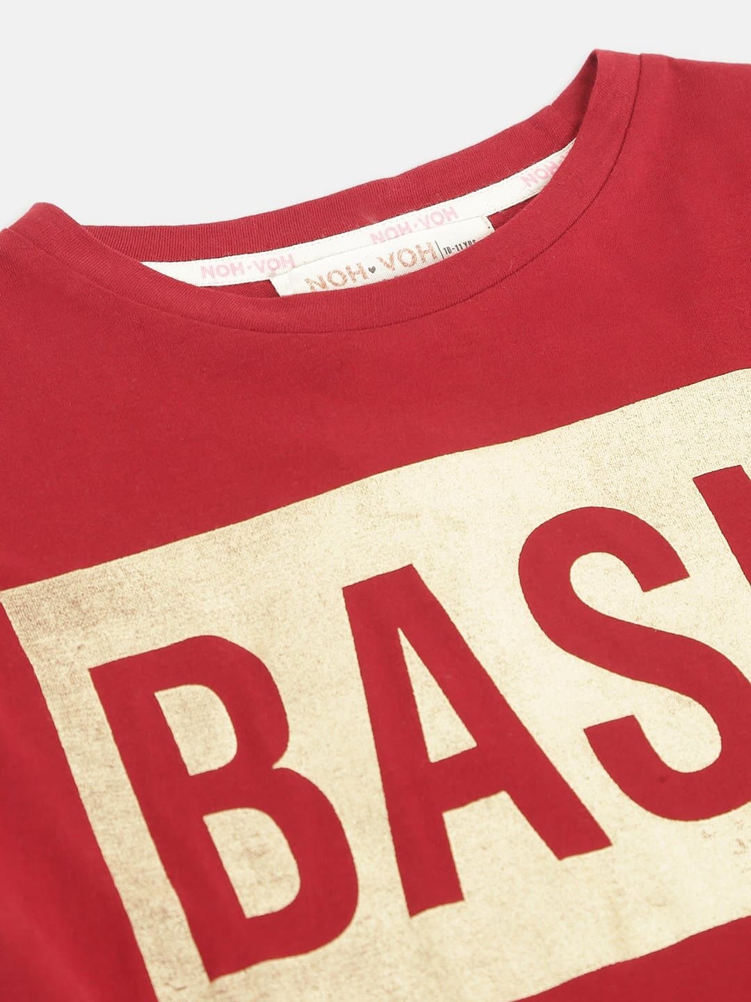 Girls Maroon Basic Print Full Sleeve Crop T-Shirts - Lyush Kids