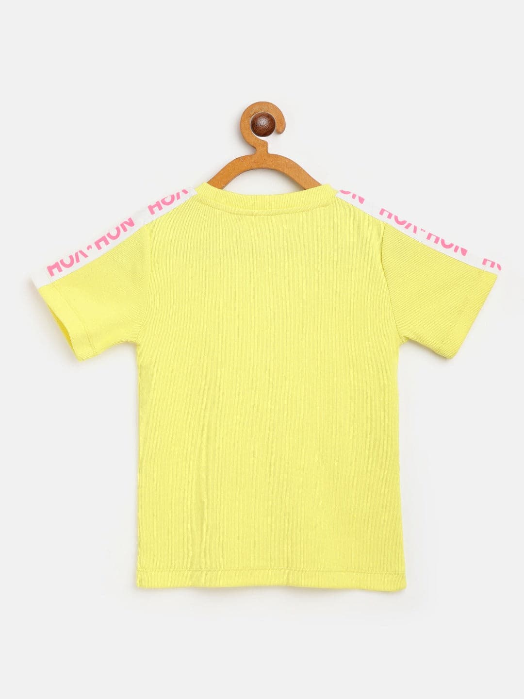 Girls Yellow Rib Brand Tape Half Sleeve Top - Lyush Kids