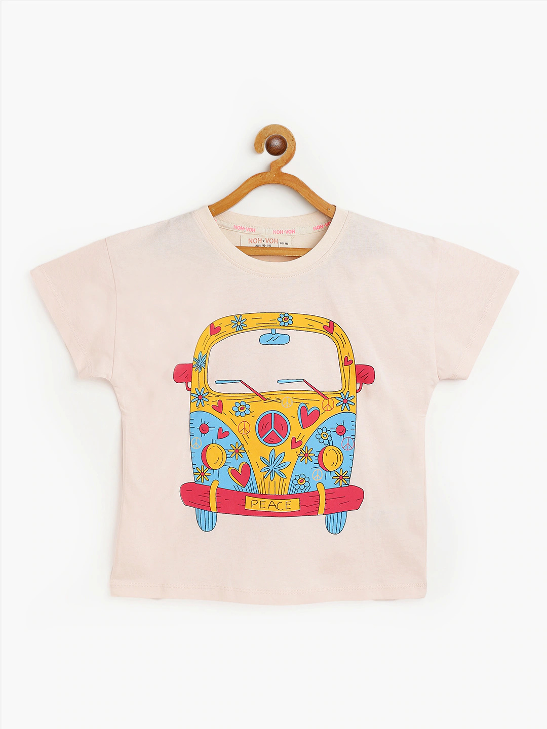 Girls Cream Bus Print Regular T-Shirt - Lyush Kids