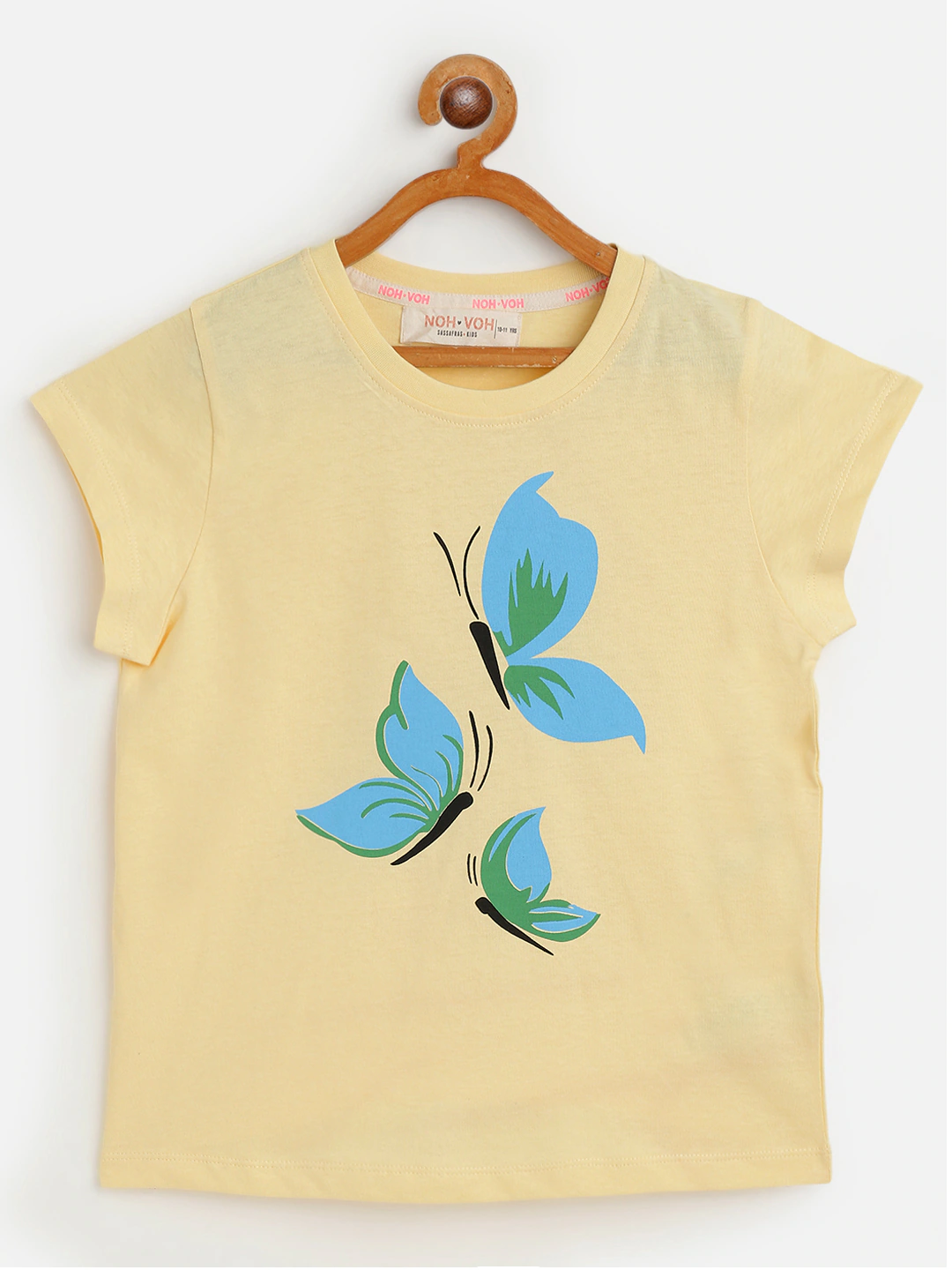 Girls Yellow Butterflies Print T-Shirt - Lyush Kids