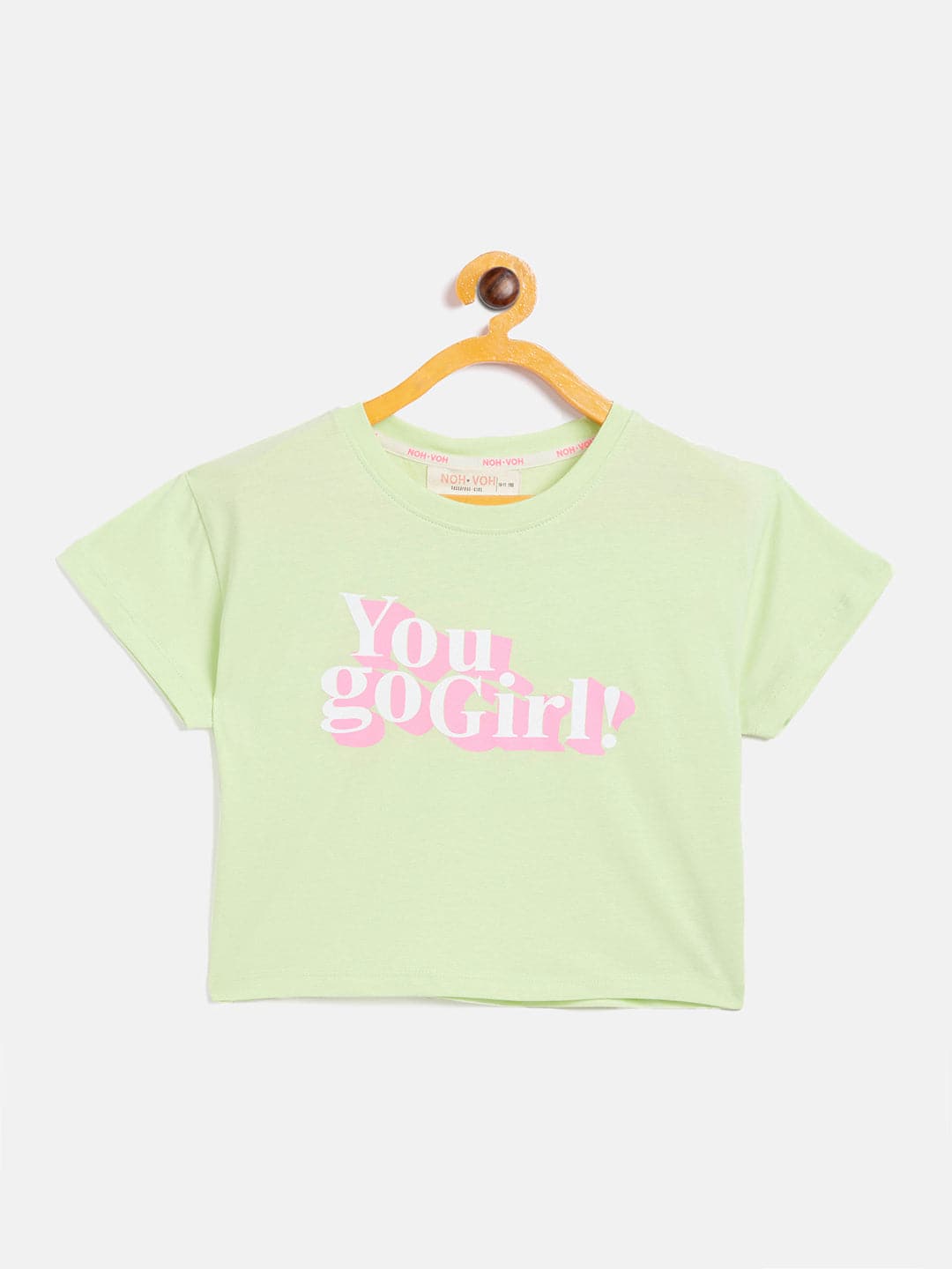 Girls Green You Go Girl Crop T-Shirt - Lyush Kids