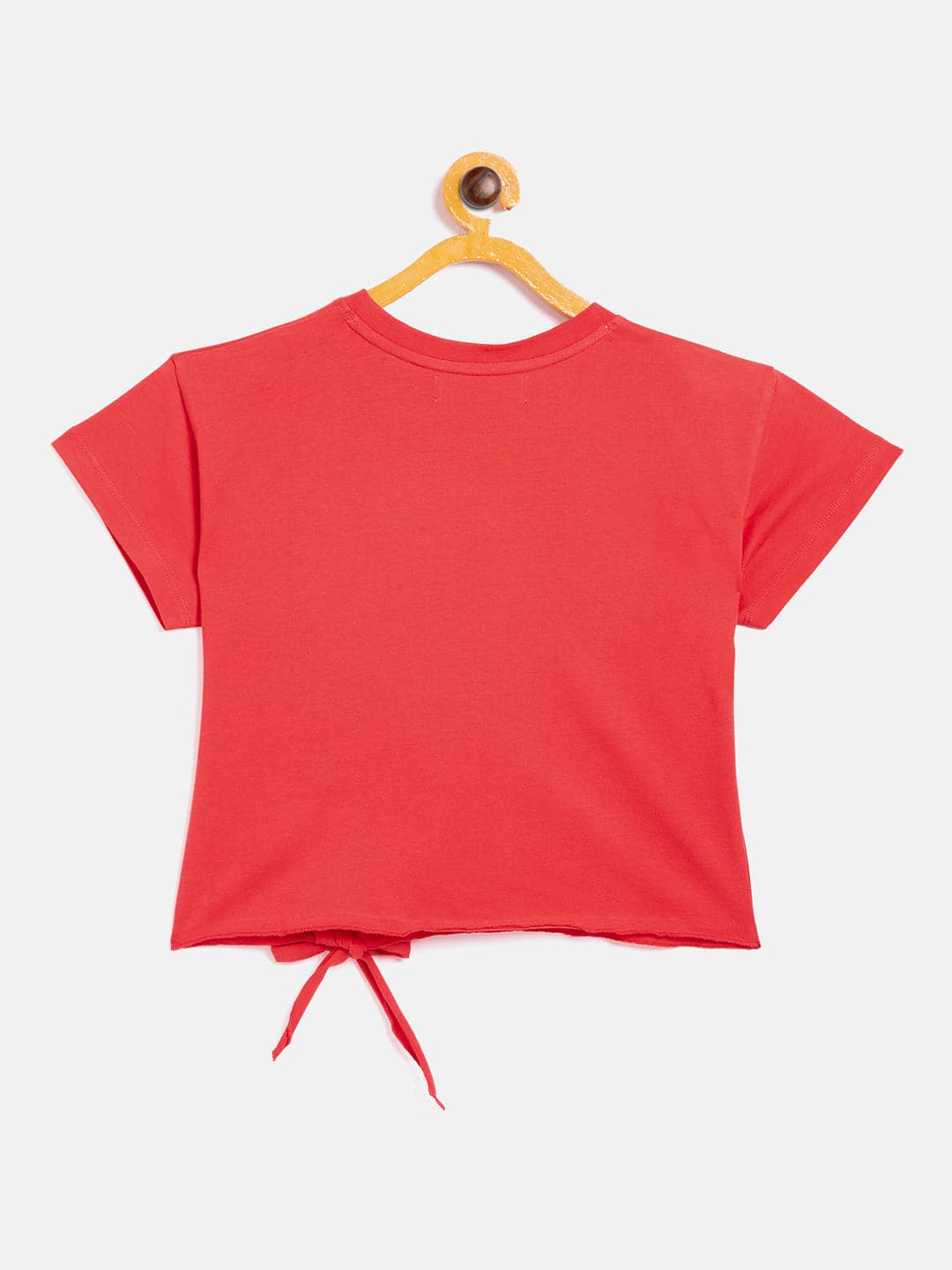 Girls Red Flower Print Tie-Knot Crop T-Shirt - Lyush Kids