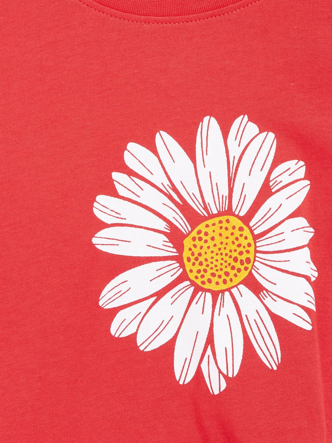 Girls Red Flower Print Tie-Knot Crop T-Shirt - Lyush Kids