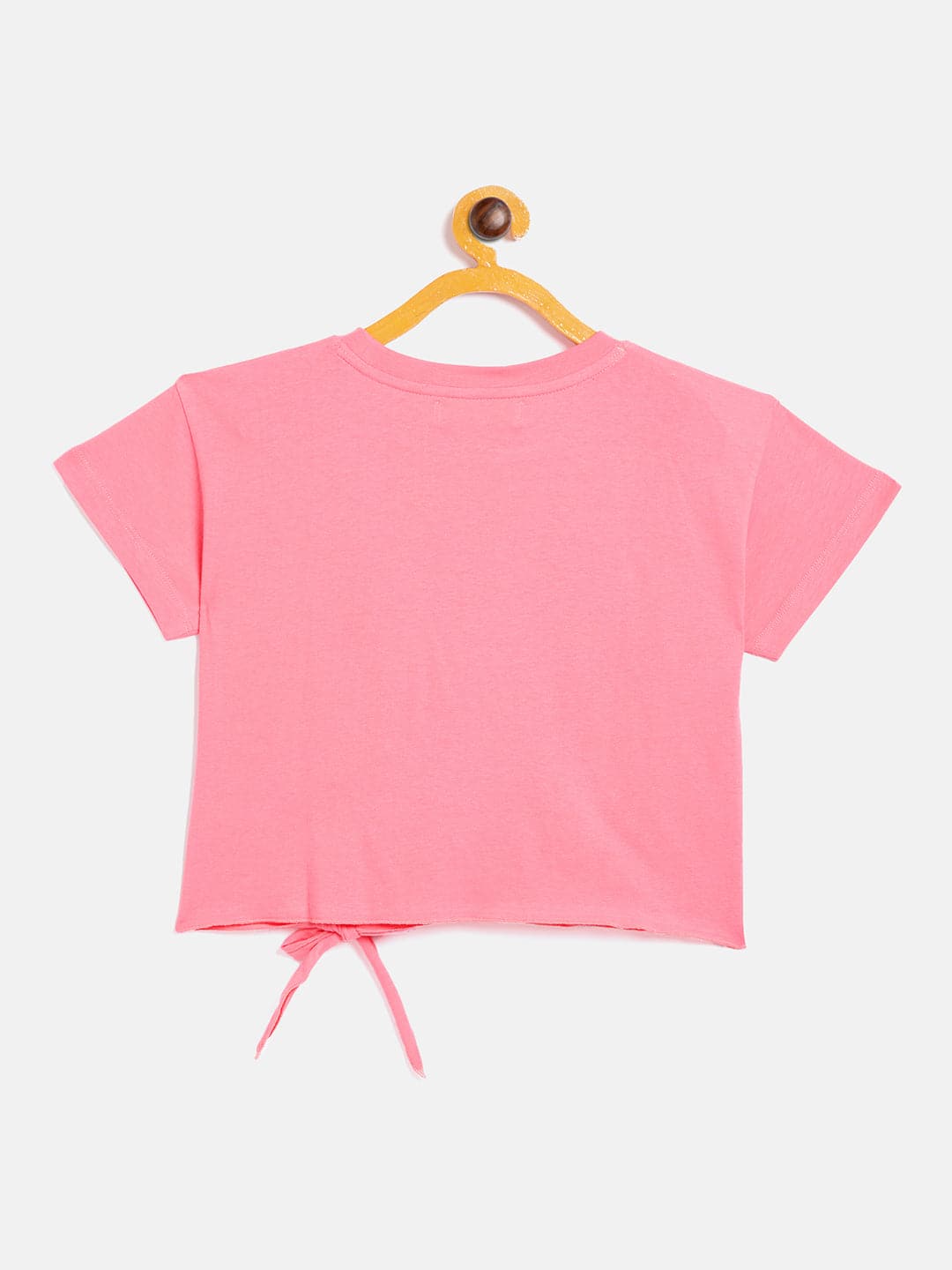 Girls Pink To The Beach Tie-Knot Crop T-Shirt - Lyush Kids