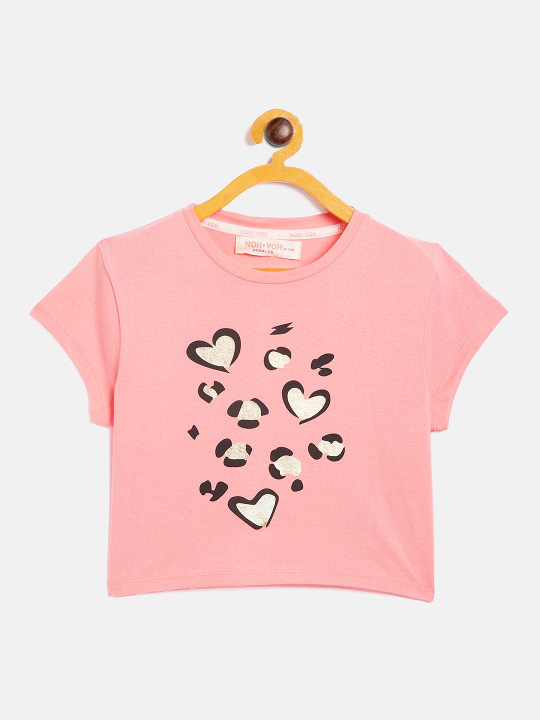 Girls Pink Animal Print Crop T-Shirt - Lyush Kids