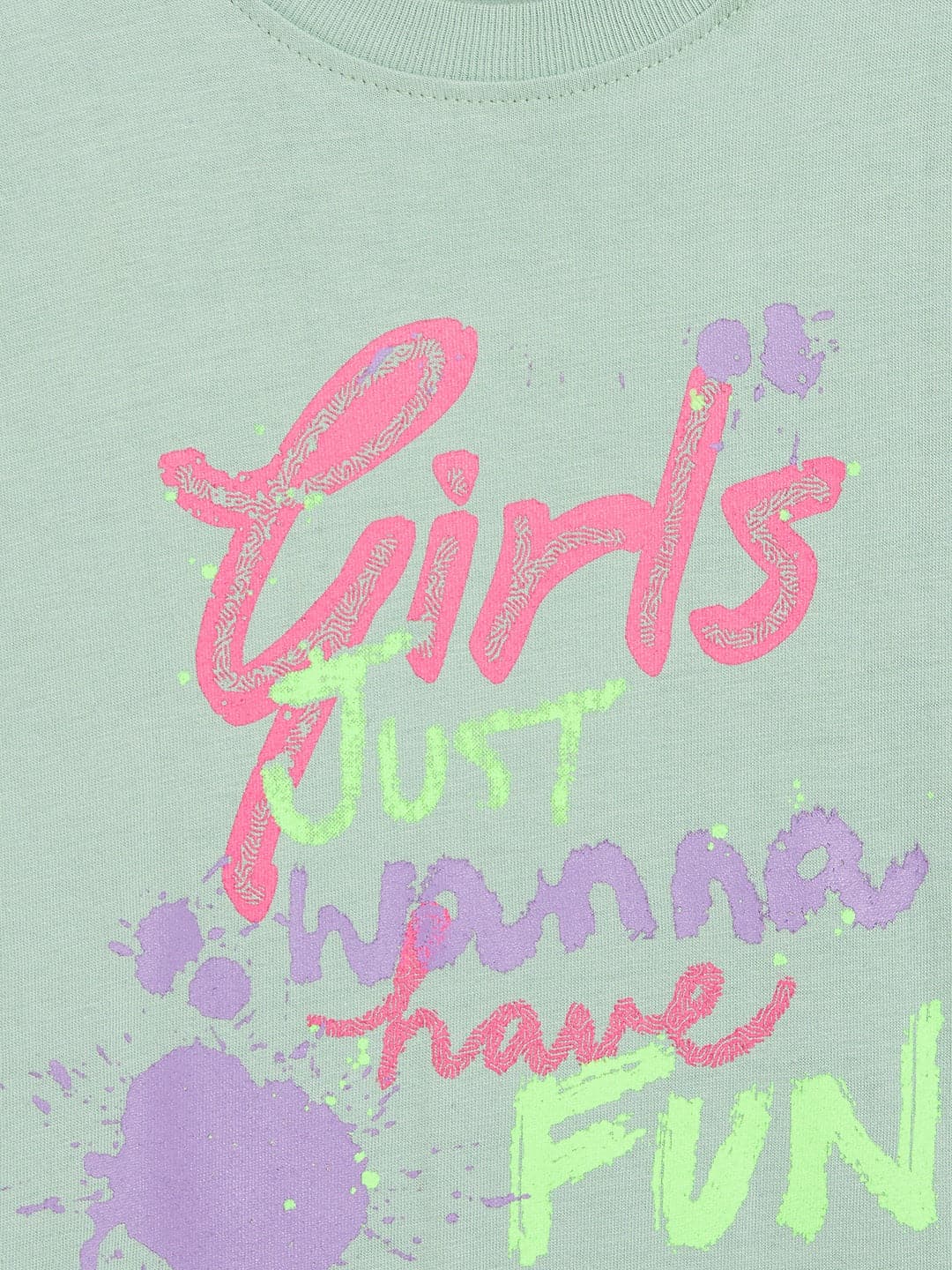 Girls Olive Girls Just Wanna Have Fun T-Shirt - Lyush Kids