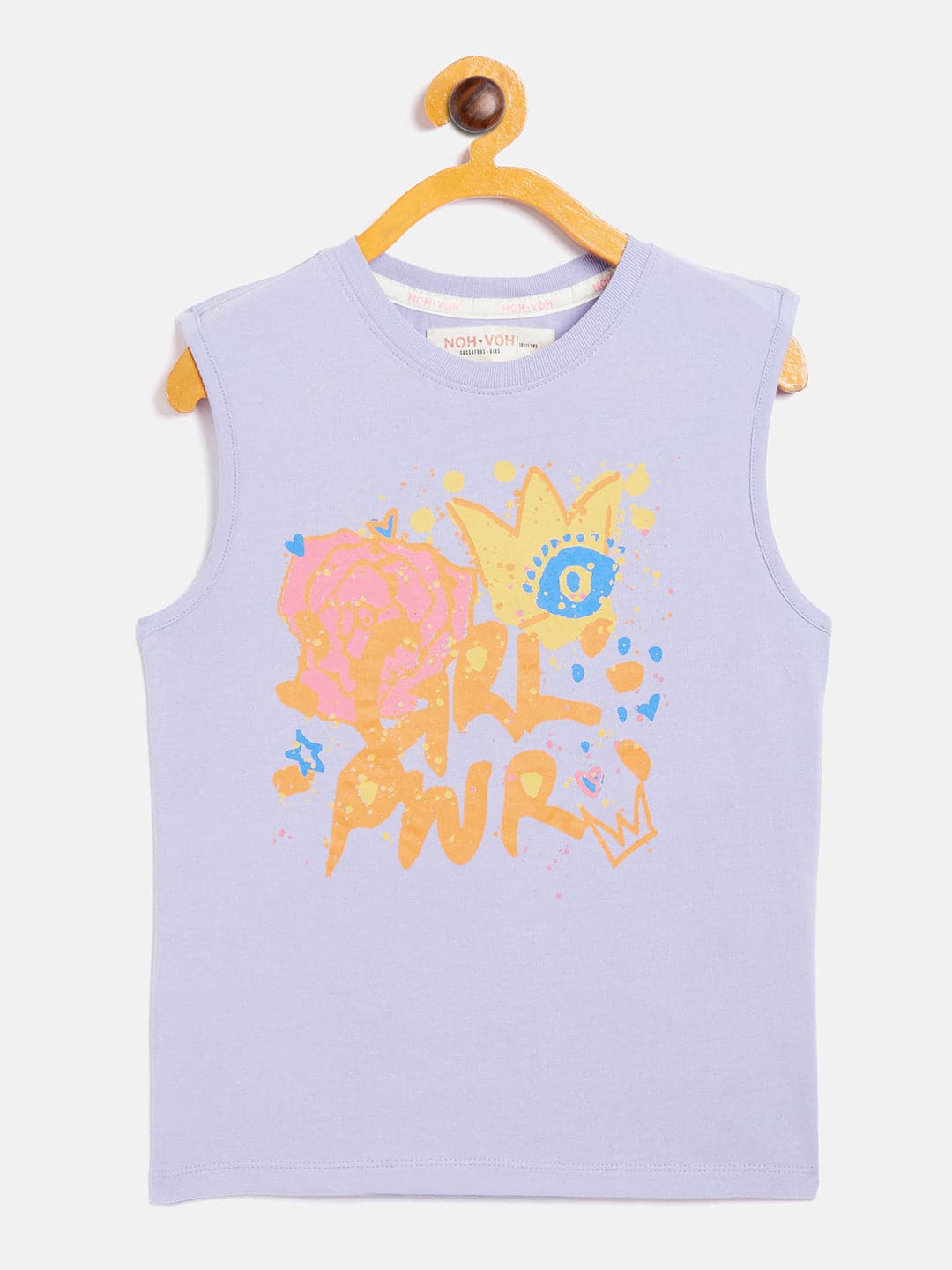 Girls Lavender Grl Pwr Print Sleeveless T-Shirt - Lyush Kids