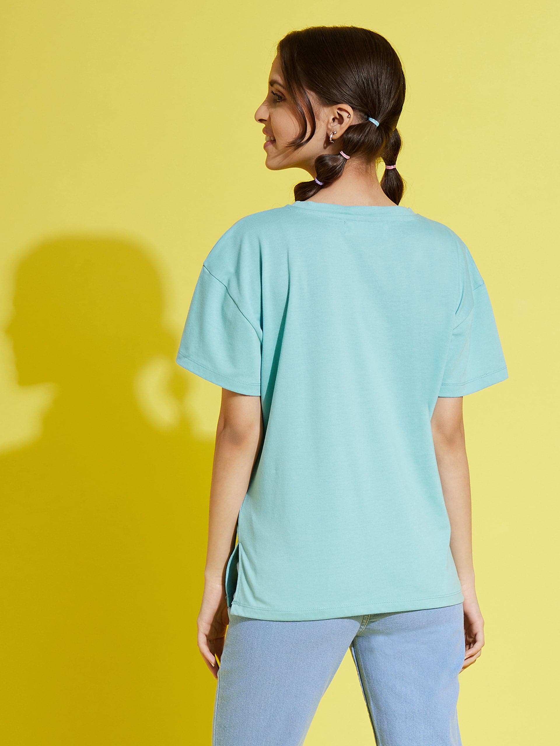 Girls Blue Sunshine Drop Shoulder T-Shirt - Lyush Kids