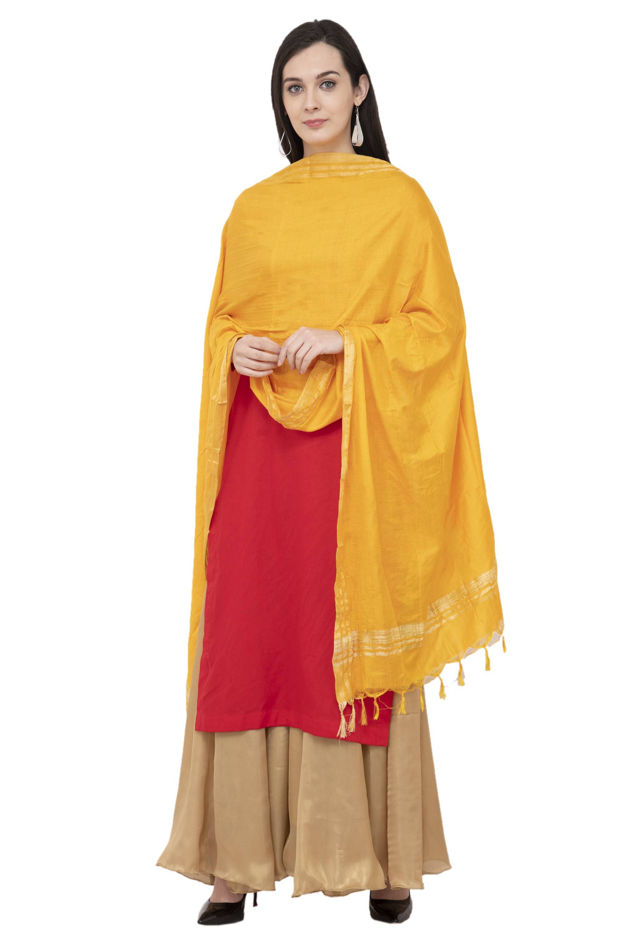 A R SILK Golden Color Fancy Silk Dupattas and Chunnis