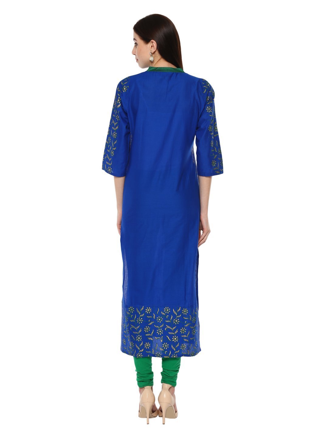 Women's Royal Blue Ajrakh Hand Block Cotton Printed Straight Kurta - Noz2Toz