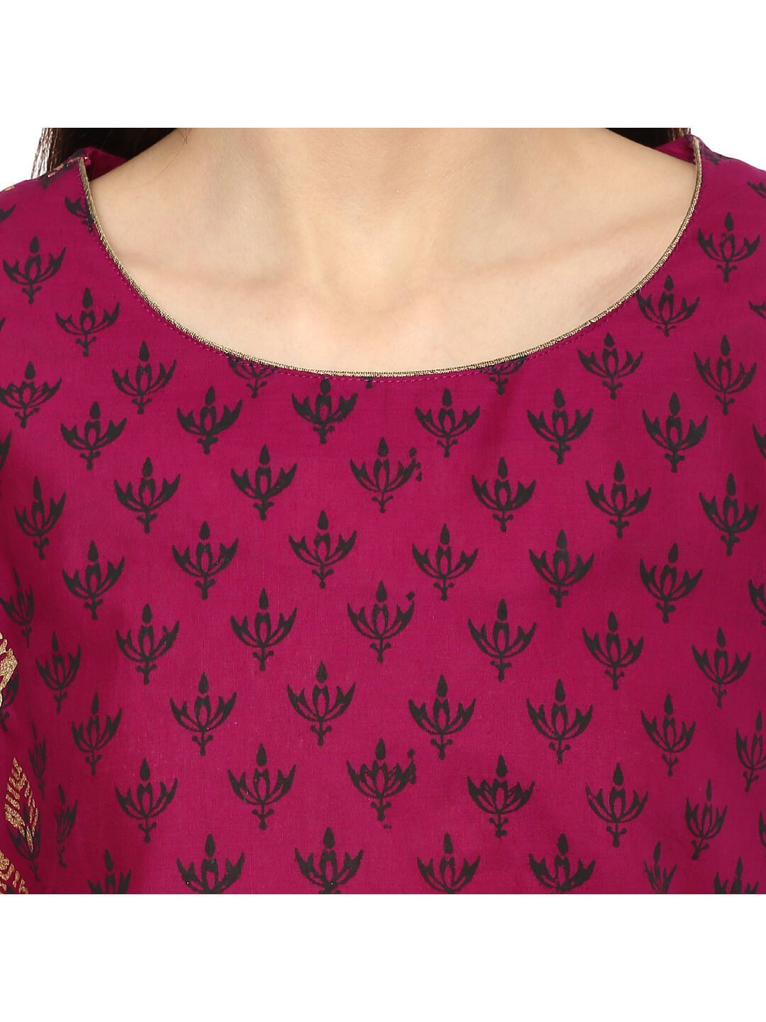 Women's Purple Overall Ajrakh Hand Block Cotton Printed Straight Kurta  - Noz2Toz