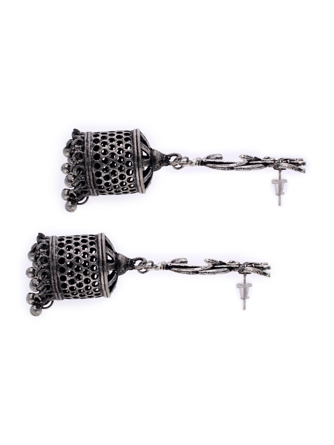Women's Silver-Toned Contemporary Jhumkas Earrings - Morkanth