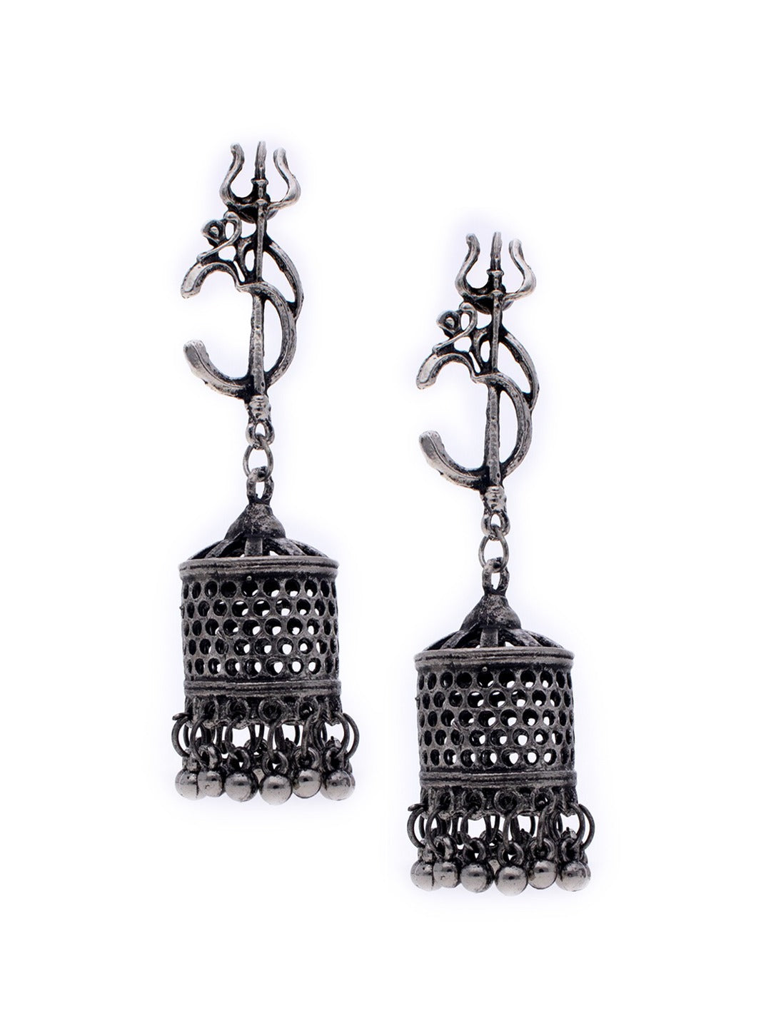 Women's Silver-Toned Contemporary Jhumkas Earrings - Morkanth