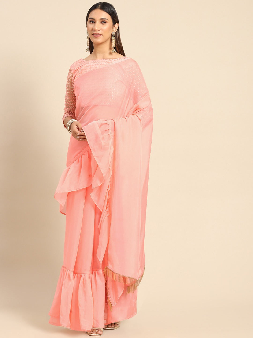 Women's Ruffle Designer Saree Collection - Dwija Fashion