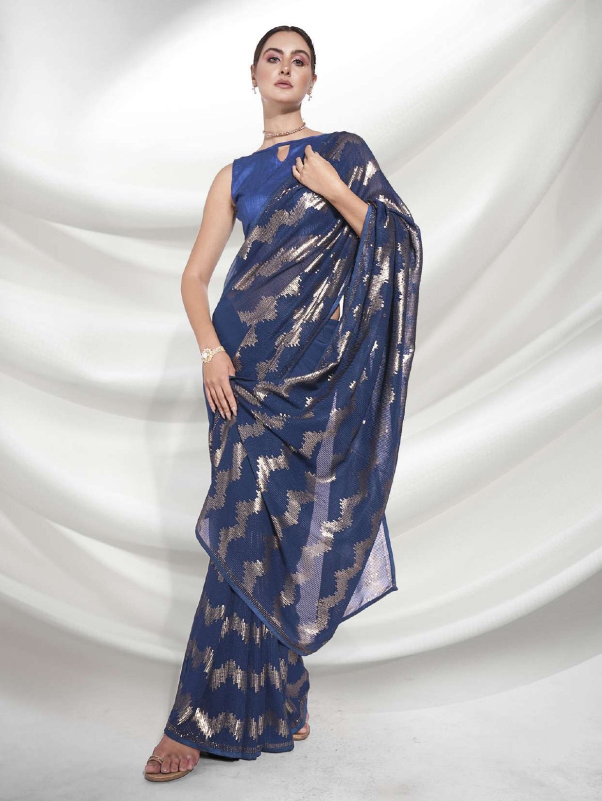 Women's Blue Designer Saree Collection - Dwija Fashion