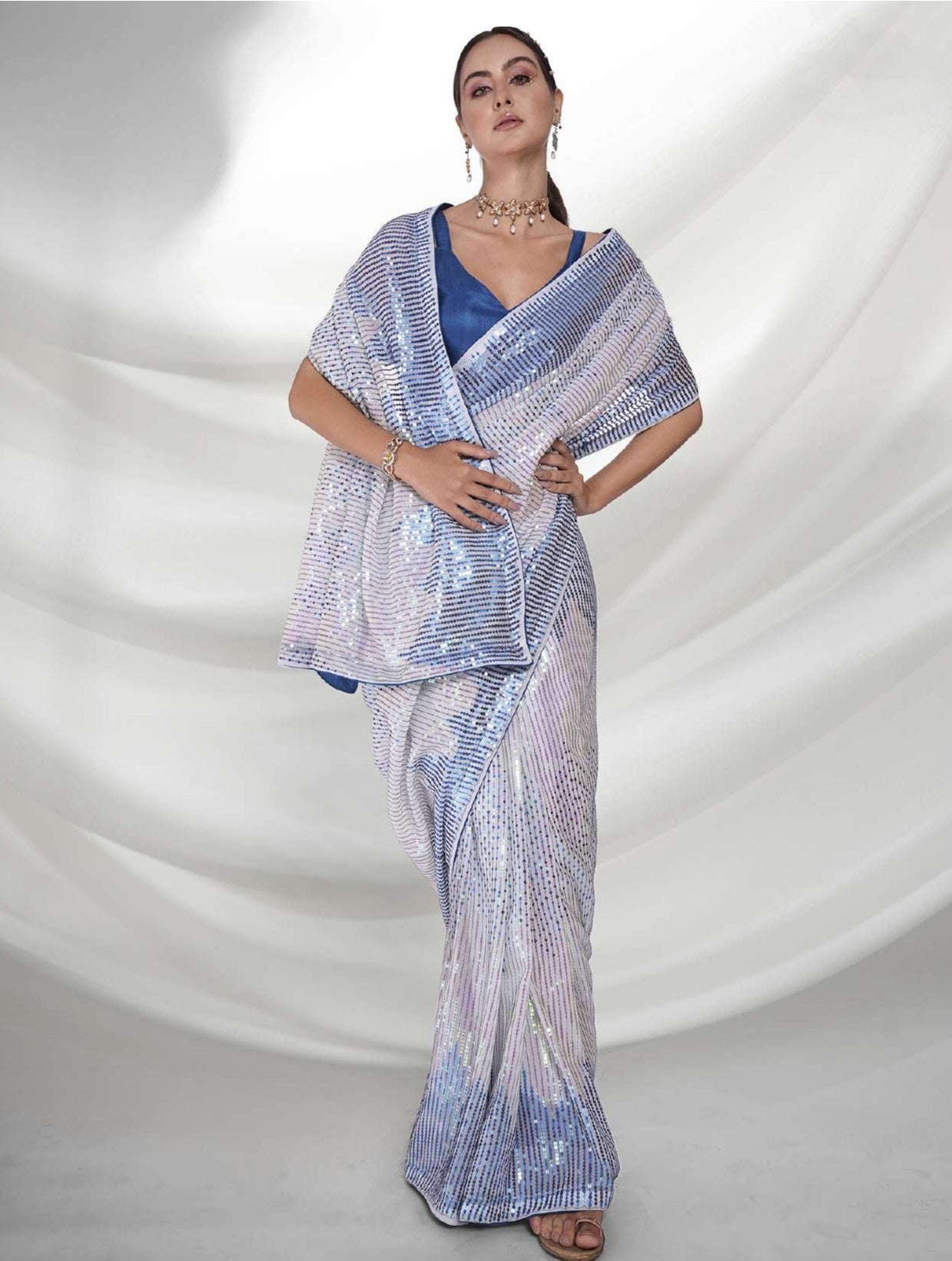 Women's Blue Designer Saree Collection - Dwija Fashion