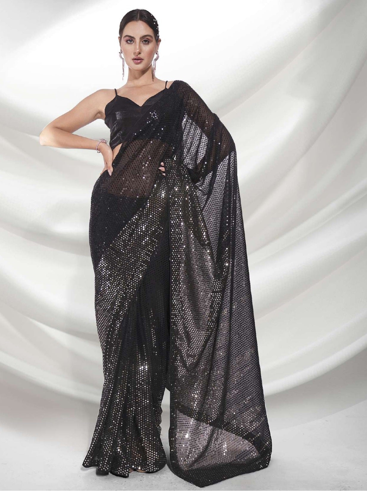 Women's Black Designer Saree Collection - Dwija Fashion