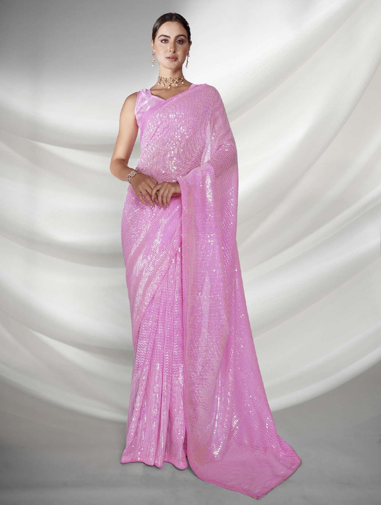Women's Pink Designer Saree Collection - Dwija Fashion