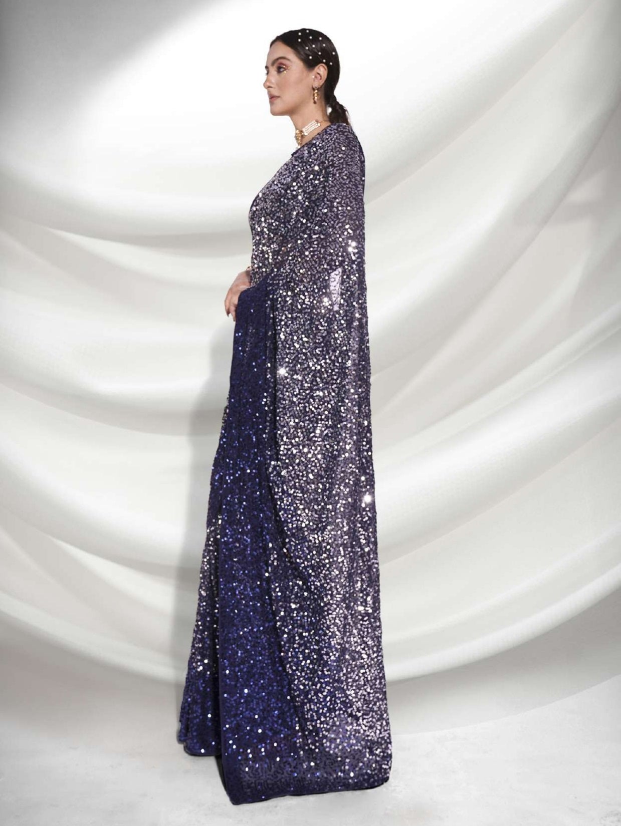 Women's Navy Blue Designer Saree Collection - Dwija Fashion