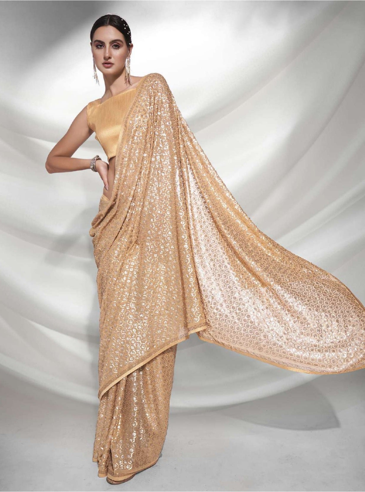 Women's Golden Designer Saree Collection - Dwija Fashion