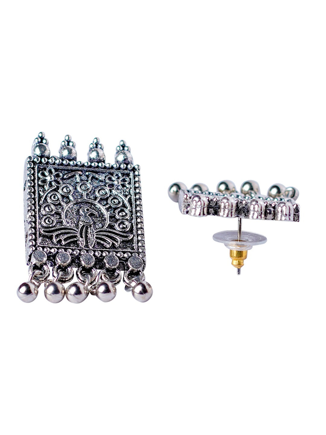 Women's Oxidised Silver-Pated Blue Stone-Studded Jewellery Set - Morkanth